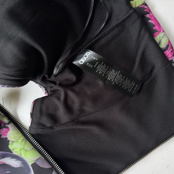 ASOS Floral Scuba Mock Neck Crop Top Size 6 - Picture 9 of 12